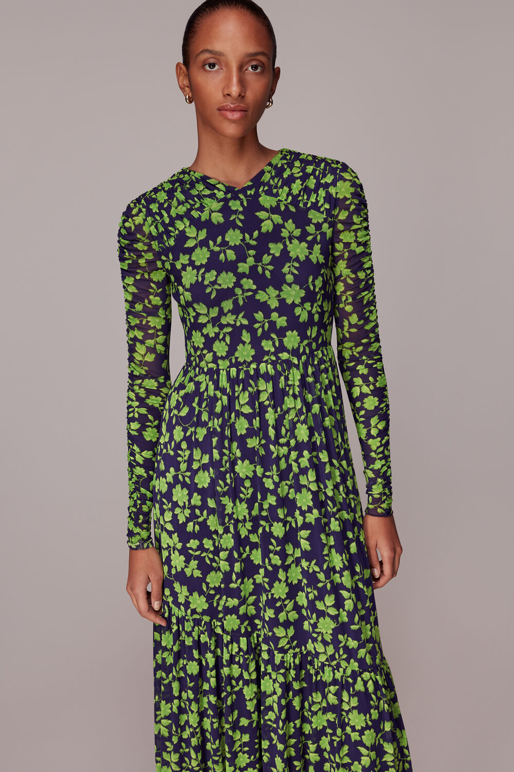 Linear Floral Mesh Dress